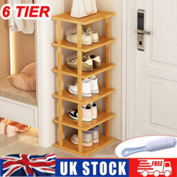 6 Tier Vertical Shoe Rack Tall Narrow Shelf Storage Organizer Slim Shoe Tower Uk