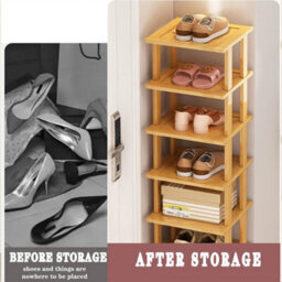 6 Tier Vertical Shoe Rack Tall Narrow Shelf Storage Organizer Slim Shoe Tower Uk - thumbnail 8