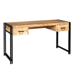 Wyld Haus Toivakka Industrial Reclaimed Wood And Metal Desk 2 Drawers - thumbnail 2