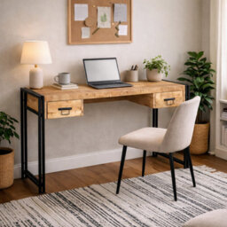 Wyld Haus Toivakka Industrial Reclaimed Wood And Metal Desk 2 Drawers - thumbnail 1