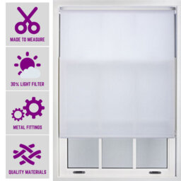 Furnished Made To Measure Day Light Roller Blinds With Metal Fittings - White Blind For Home And Office (W)240Cm (L)165Cm - thumbnail 1