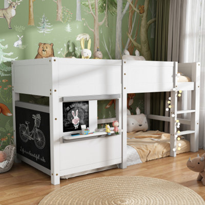 Household Bed, Kids Bed, Bunk Bed, With Two Boards, Anti-Graffiti, With Small Shelf, 90X190Cm, White - image 1