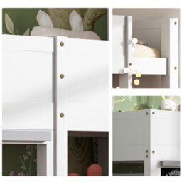Household Bed, Kids Bed, Bunk Bed, With Two Boards, Anti-Graffiti, With Small Shelf, 90X190Cm, White - thumbnail 3