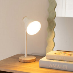 Valuelights Woody White Metal Dome Shade Wooden Base Desk Task Table Lamp And Led Bulb