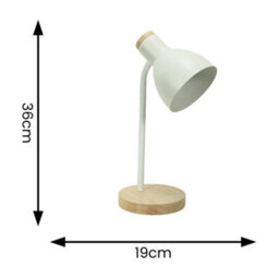 Valuelights Woody White Metal Dome Shade Wooden Base Desk Task Table Lamp And Led Bulb - thumbnail 4