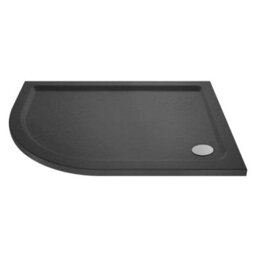 Hudson Reed Pearlstone Right Hand Offset Quadrant Slimline Textured Grey Slate Effect Shower Tray, 1200 X 800 X 40mm - thumbnail 1