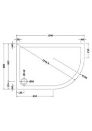 Hudson Reed Pearlstone Right Hand Offset Quadrant Slimline Textured Grey Slate Effect Shower Tray, 1200 X 800 X 40mm - thumbnail 3