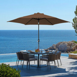 Rinse Bathrooms Outdoor Patio Garden Parasol 2.5M Sun Shade Umbrella Canopy W/crank Tilt Uv Protection Coffee