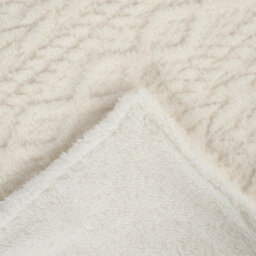 OHS Cable Knit Blanket Sherpa Fleece Plush Supersoft Warm Throw, Cream - 130 X 160Cm - thumbnail 6