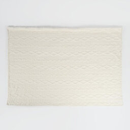 OHS Cable Knit Blanket Sherpa Fleece Plush Supersoft Warm Throw, Cream - 130 X 160Cm - thumbnail 5