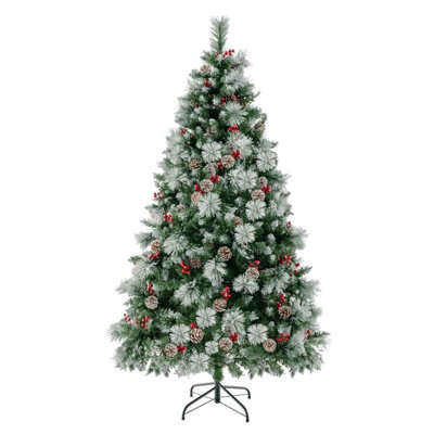 Costway 7Ft Pre-Lit Artificial Christmas Tree Hinged Xmas Tree W/ 400 Led Lights - image 1