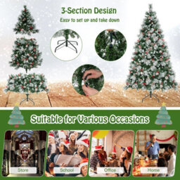 Costway 7Ft Pre-Lit Artificial Christmas Tree Hinged Xmas Tree W/ 400 Led Lights - thumbnail 8