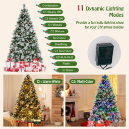 Costway 7Ft Pre-Lit Artificial Christmas Tree Hinged Xmas Tree W/ 400 Led Lights - thumbnail 7