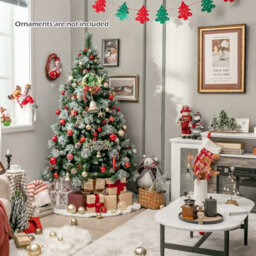 Costway 7Ft Pre-Lit Artificial Christmas Tree Hinged Xmas Tree W/ 400 Led Lights - thumbnail 5