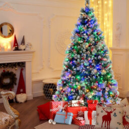 Costway 7Ft Pre-Lit Artificial Christmas Tree Hinged Xmas Tree W/ 400 Led Lights - thumbnail 3