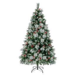 Costway 7Ft Pre-Lit Artificial Christmas Tree Hinged Xmas Tree W/ 400 Led Lights - thumbnail 1