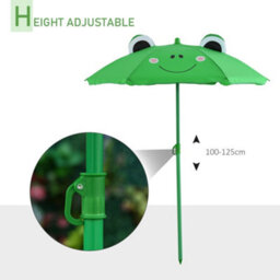 Outsunny Foldable Patio Kids Metal Picnic Table W/ Frog Umbrella Green 4-Piece - thumbnail 6