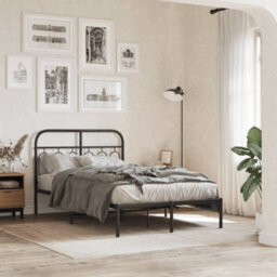 Berkfield Metal Bed Frame Without Mattress With Headboard Black 120X200Cm