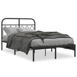 Berkfield Metal Bed Frame Without Mattress With Headboard Black 120X200Cm - thumbnail 2