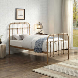 OAT Home Camden Antique Brass Effect Victorian Hospital Metal Single Bed Frame - thumbnail 1
