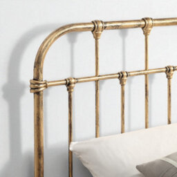 OAT Home Camden Antique Brass Effect Victorian Hospital Metal Single Bed Frame - thumbnail 4