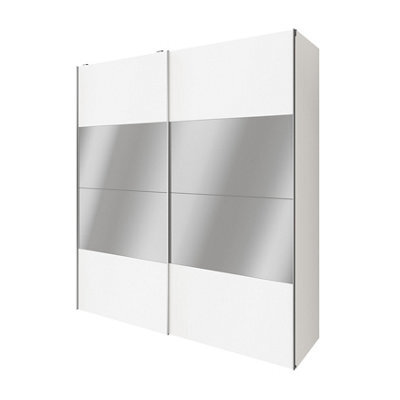 GoodHome Atomia Matt White Particle Board Mirrored Wardrobe (H)2250mm (W)2000mm (D)655mm - image 1