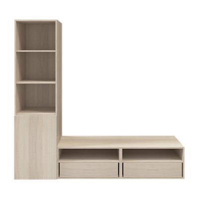 GoodHome Atomia Freestanding Matt Oak Effect Corner Tv Unit With 6 Shelves, (H)187.5Cm X (W)50Cm X (D)47Cm - image 1