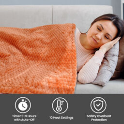 Schallen Luxury Waffle Soft Heated Warm Throw Over Blanket With Timer & 10 Heat Settings - Waffle Burnt Orange - thumbnail 3
