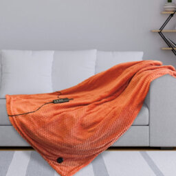 Schallen Luxury Waffle Soft Heated Warm Throw Over Blanket With Timer & 10 Heat Settings - Waffle Burnt Orange - thumbnail 4