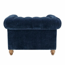 Xample Allington Navy Fabric Chesterfield Armchair - Button Tufted, Pocket Coil Seat With Feather Blend, Pewter Studs & Solid Wood Frame - thumbnail 6