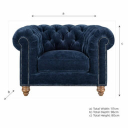 Xample Allington Navy Fabric Chesterfield Armchair - Button Tufted, Pocket Coil Seat With Feather Blend, Pewter Studs & Solid Wood Frame - thumbnail 2