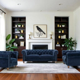 Xample Allington Navy Fabric Chesterfield Armchair - Button Tufted, Pocket Coil Seat With Feather Blend, Pewter Studs & Solid Wood Frame - thumbnail 8