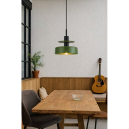 Luminosa Lighting Luminosa Solea Dome Pendant Ceiling Light Green, Black 1X E27 - thumbnail 2