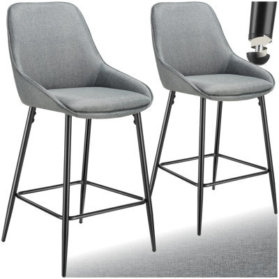 Tectake Bar Stool Siera With Backrest, Padding And Soft Fabric - Woven Fabric Grey/black, Set Of 2 - image 1