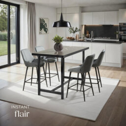 Tectake Bar Stool Siera With Backrest, Padding And Soft Fabric - Woven Fabric Grey/black, Set Of 2 - thumbnail 7