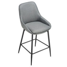 Tectake Bar Stool Siera With Backrest, Padding And Soft Fabric - Woven Fabric Grey/black, Set Of 2 - thumbnail 9