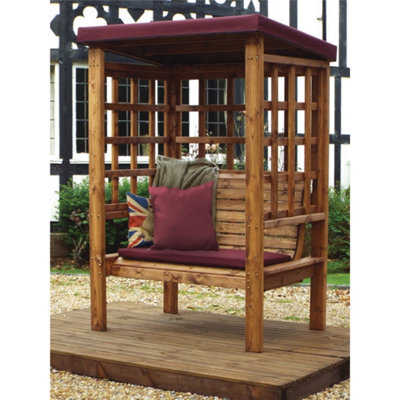 Marlborough Traditional Ewolth Two Seater Arbour With 1 X Bench Cushion Burgundy & 1 X Scatter Cushion Burgundy - image 1
