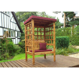 Marlborough Traditional Ewolth Two Seater Arbour With 1 X Bench Cushion Burgundy & 1 X Scatter Cushion Burgundy - thumbnail 2