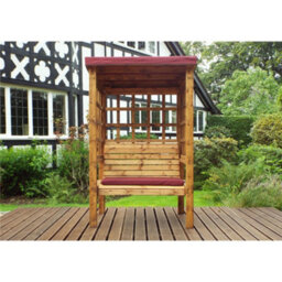 Marlborough Traditional Ewolth Two Seater Arbour With 1 X Bench Cushion Burgundy & 1 X Scatter Cushion Burgundy - thumbnail 4