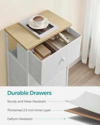 Songmics Dresser Drawer Chest, Bedroom Storage Unit, Cloth Dresser With 4 Fabric Drawers, Metal, For Wardrobe, White And Oak - thumbnail 5