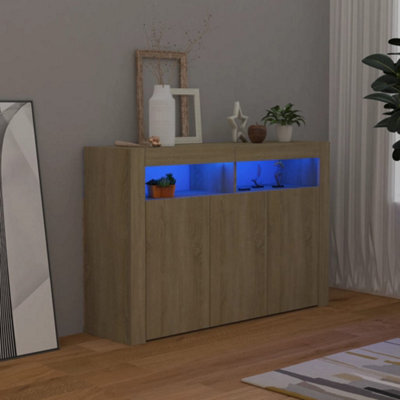 Vidaxl Sideboard With Led Lights Sonoma Oak 115.5X30X75 Cm - image 1