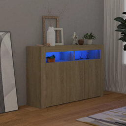 Vidaxl Sideboard With Led Lights Sonoma Oak 115.5X30X75 Cm - thumbnail 1