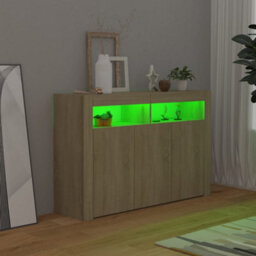 Vidaxl Sideboard With Led Lights Sonoma Oak 115.5X30X75 Cm - thumbnail 6