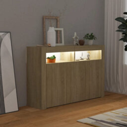 Vidaxl Sideboard With Led Lights Sonoma Oak 115.5X30X75 Cm - thumbnail 7