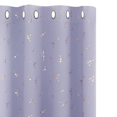Deconovo Blackout Eyelet Curtains, Gold Constellation Printed Curtains For Boys Bedroom, 46 X 72 Inch(W X L), Light Purple, 1 Pair - image 1