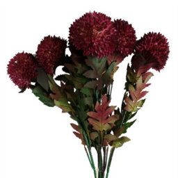 Leaf Pack Of 6 X 70Cm Large Ball Dahlia Artificial Flower Stem Pink - thumbnail 1