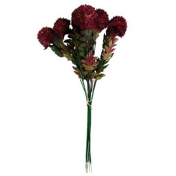 Leaf Pack Of 6 X 70Cm Large Ball Dahlia Artificial Flower Stem Pink - thumbnail 2
