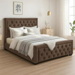 Naples Cappuccino Upholstered Chesterfield Super King Size Bed Frame, Modern Luxury Floor-Standing Headboard & Footboard - thumbnail 2
