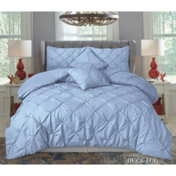 TheWhiteWater Limited Pintuck Duvet Cover Set + Matching Pillowcases With Bedsheet - 3In1 Hotel Style Bedding Set - Duck Egg - thumbnail 3