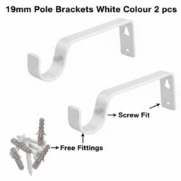 2X White Colour Heavy Duty Metal Curtain Pole Brackets 19mm Wall Support By Homeelabador - thumbnail 3